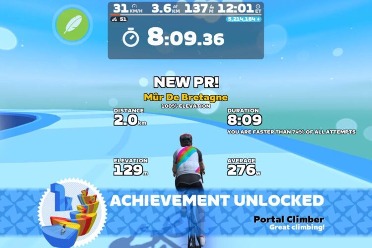 Making some time on Zwift's Climb Portal. Screenshot: Ken McGuire